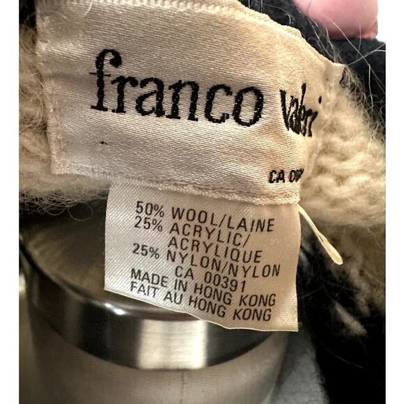 Vntg Franco Valeri Black Wool Blend Sweater Open Cardigan Duster Women's Size M - Picture 4 of 4